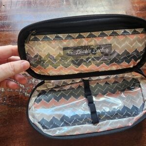Lug Double Decker Cosmetic Case - EUC - Palm Sunset